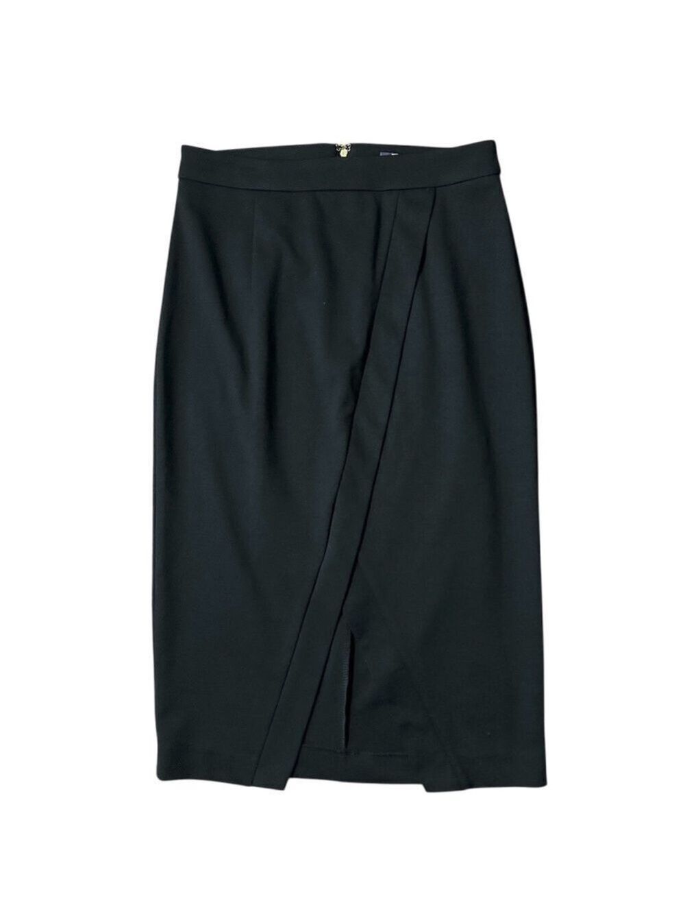 Jennifer Lopez Asymmetrical Wrap Front Split Straight Pencil Skirt Black Size 4